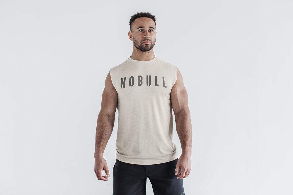 NOBULL Men's Sleeveless Tee - Oatmeal - Ireland (7265PGOEM)